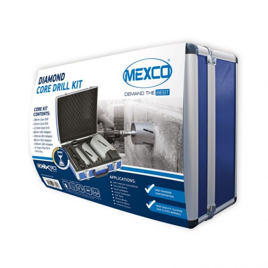 Mexco 7 Piece Dry Core Drill Kit Slotted - A10DCDKIT37
