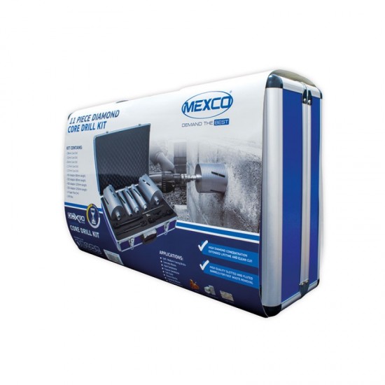 Mexco 11 Piece Dry Core Diamond Core Drill Kit Slotted - A10DCDKIT57