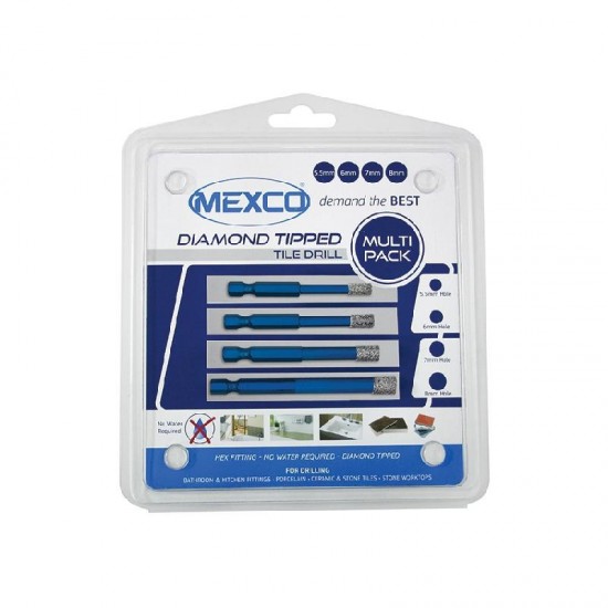 Mexco 5.5, 6, 7 & 8mm Vacuum Brazed Drill Bits 4 Peice Set - A10VBDPACK