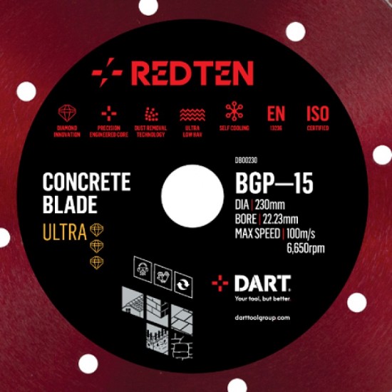 Dart Red Ten BGP-15 230mm Diamond Blade - 22mm Bore