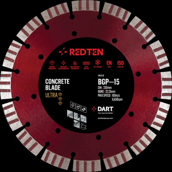 Dart Red Ten BGP-15 230mm Diamond Blade - 22mm Bore