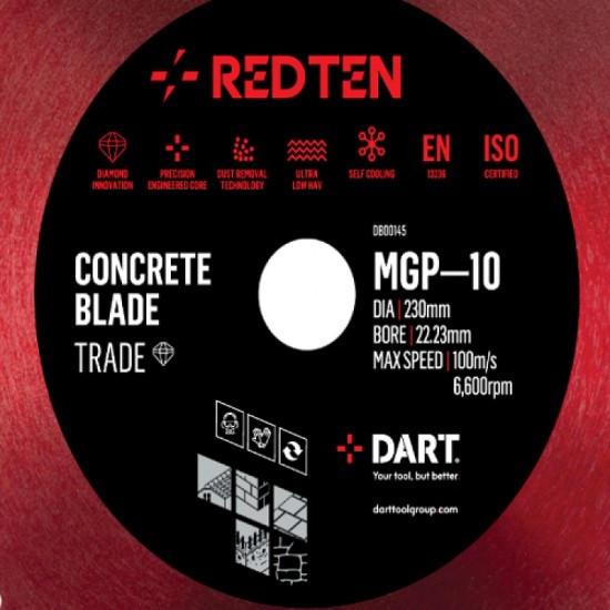 Dart Red Ten MGP-10 125mm Diamond Blade - 22mm Bore