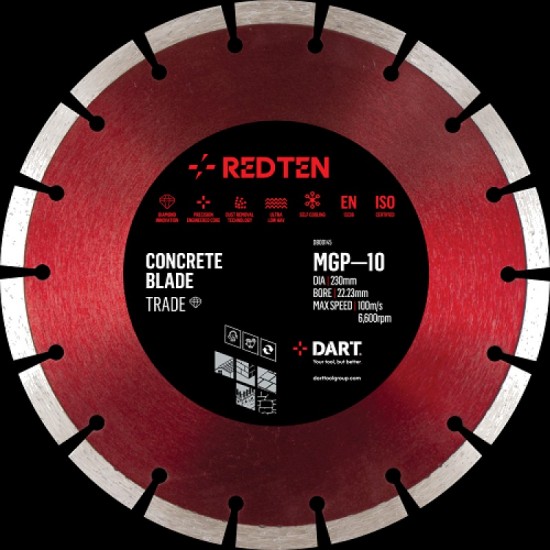 Dart Red Ten MGP-10 300mm Diamond Blade - 20mm Bore