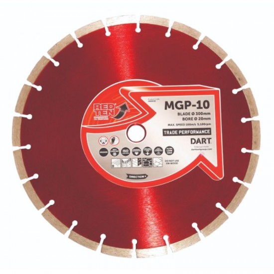 Dart Red Ten MGP-10 350mm Diamond Blade - 20mm Bore