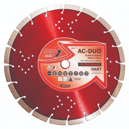Dart Red Ten AC-DUO 450mm Diamond Blade - 25.4mm Bore