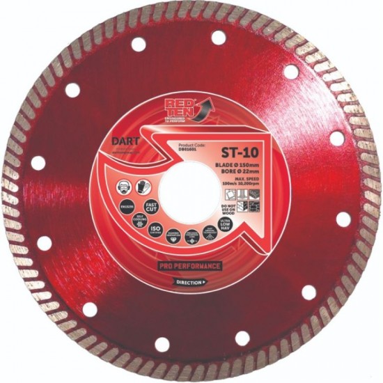 Dart Red Ten ST-10 180mm Diamond Blade - 25.4mm Bore