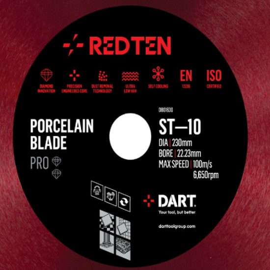 Dart Red Ten ST-10 200mm Diamond Blade - 22mm Bore