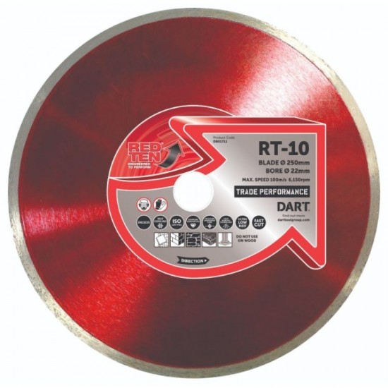 Dart Red Ten RT-10 180mm Diamond Blade - 22mm Bore
