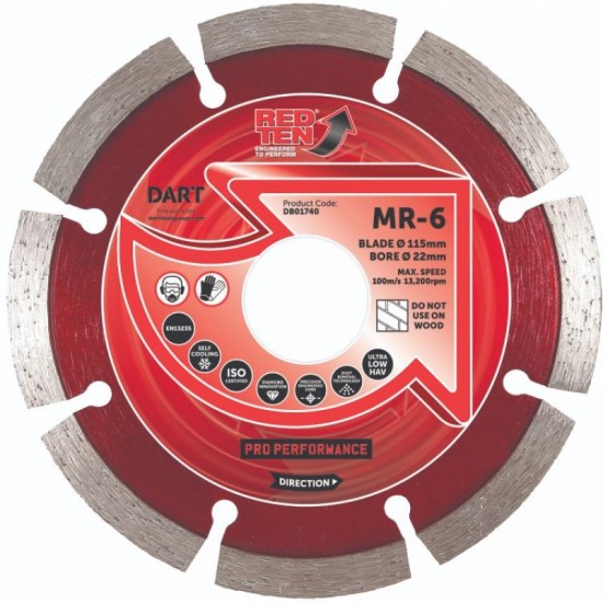 Dart Red Ten MR-6 115mm Diamond Blade - 22mm Bore