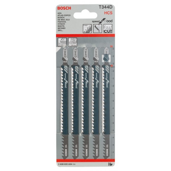 Bosch T344D Jigsaw Blades (Pack of 5)