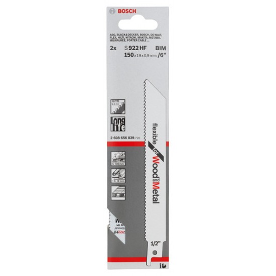 Bosch Sabre Saw Blade S922HF (Pack of 2)